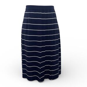 Exclusively Misook Stripe Pleated Front Knit Midi Skirt Size Medium